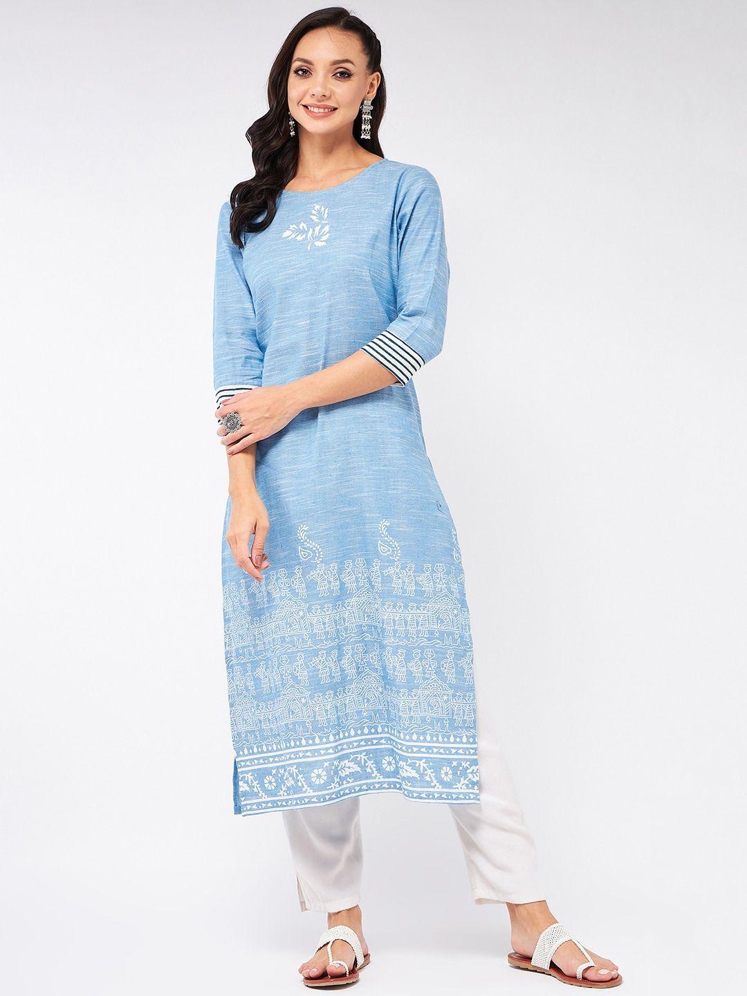 pannkh ethnic motifs printed cotton regular kurta