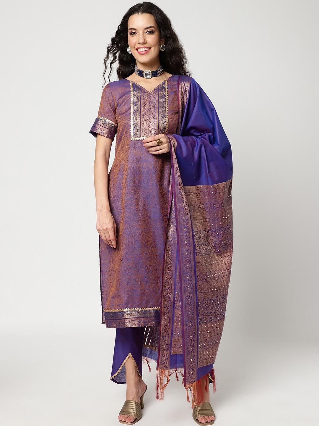 pannkh ethnic motifs printed regular gotta patti kurta with trousers & dupatta