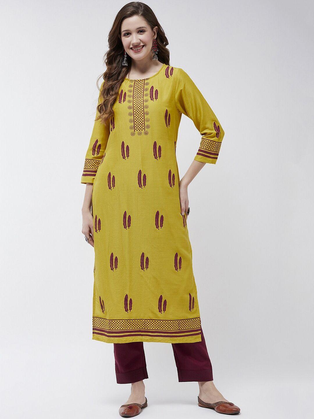 pannkh ethnic motifs printed straight kurta with trousers