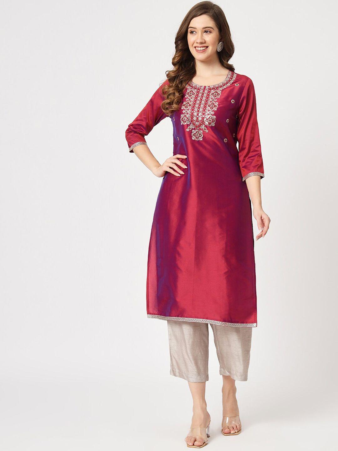 pannkh ethnic motifs sequinned embroidered kurta