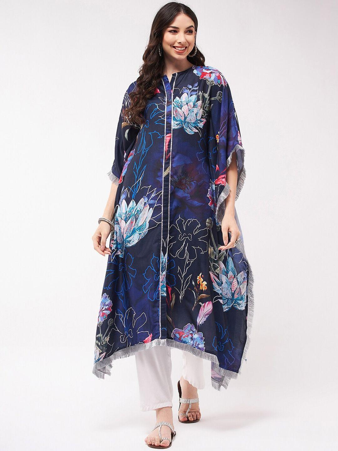 pannkh floral printed flared sleeve gotta patti kaftan kurta