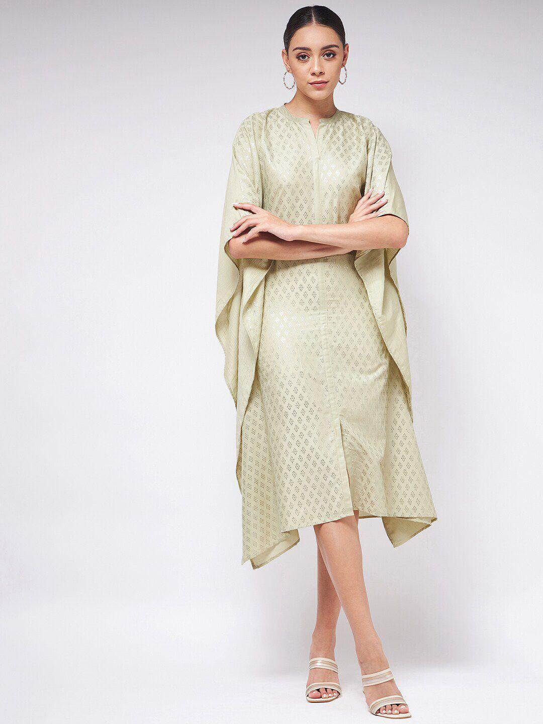 pannkh green kaftan midi dress