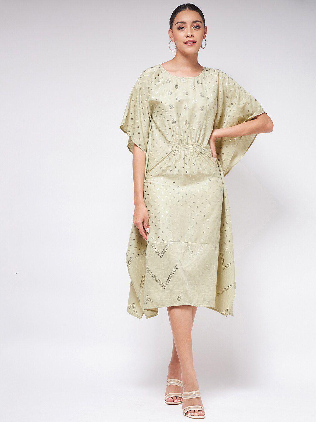 pannkh green kaftan midi dress