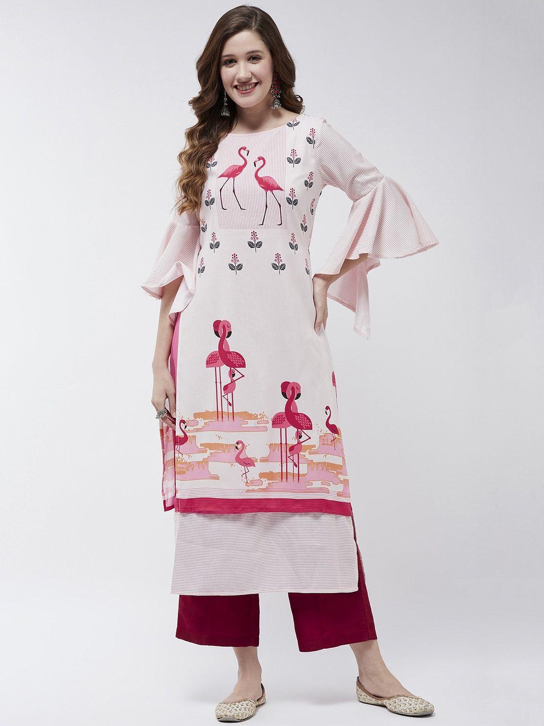 pannkh quirky printed flared sleeves kurta