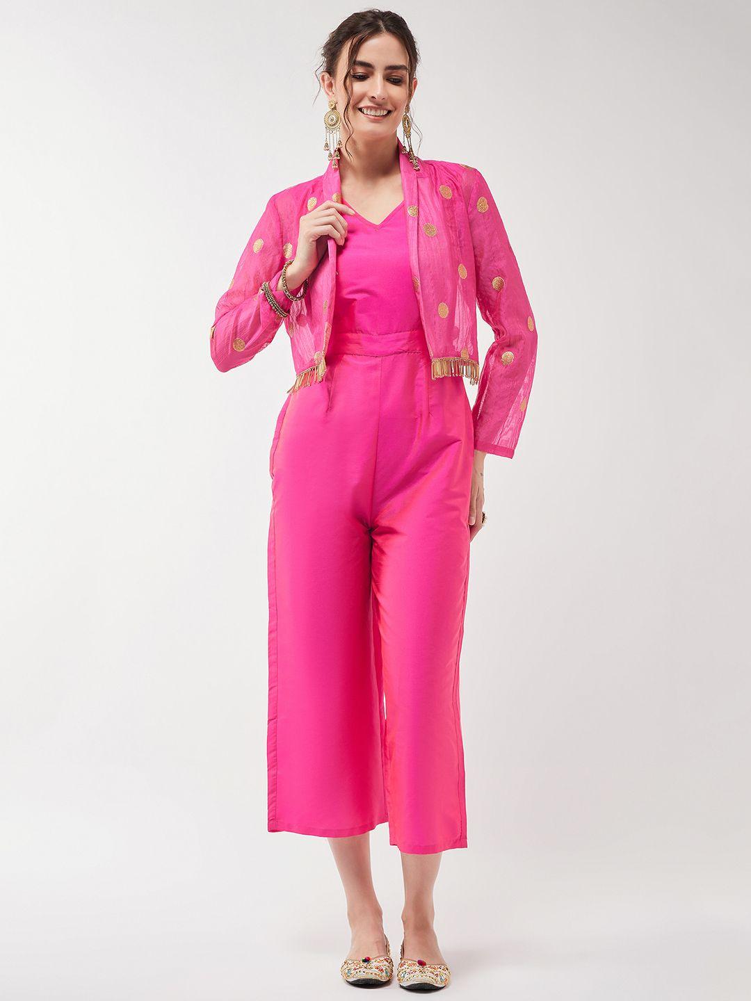 pannkh v-neck basic jumpsuit with blazer