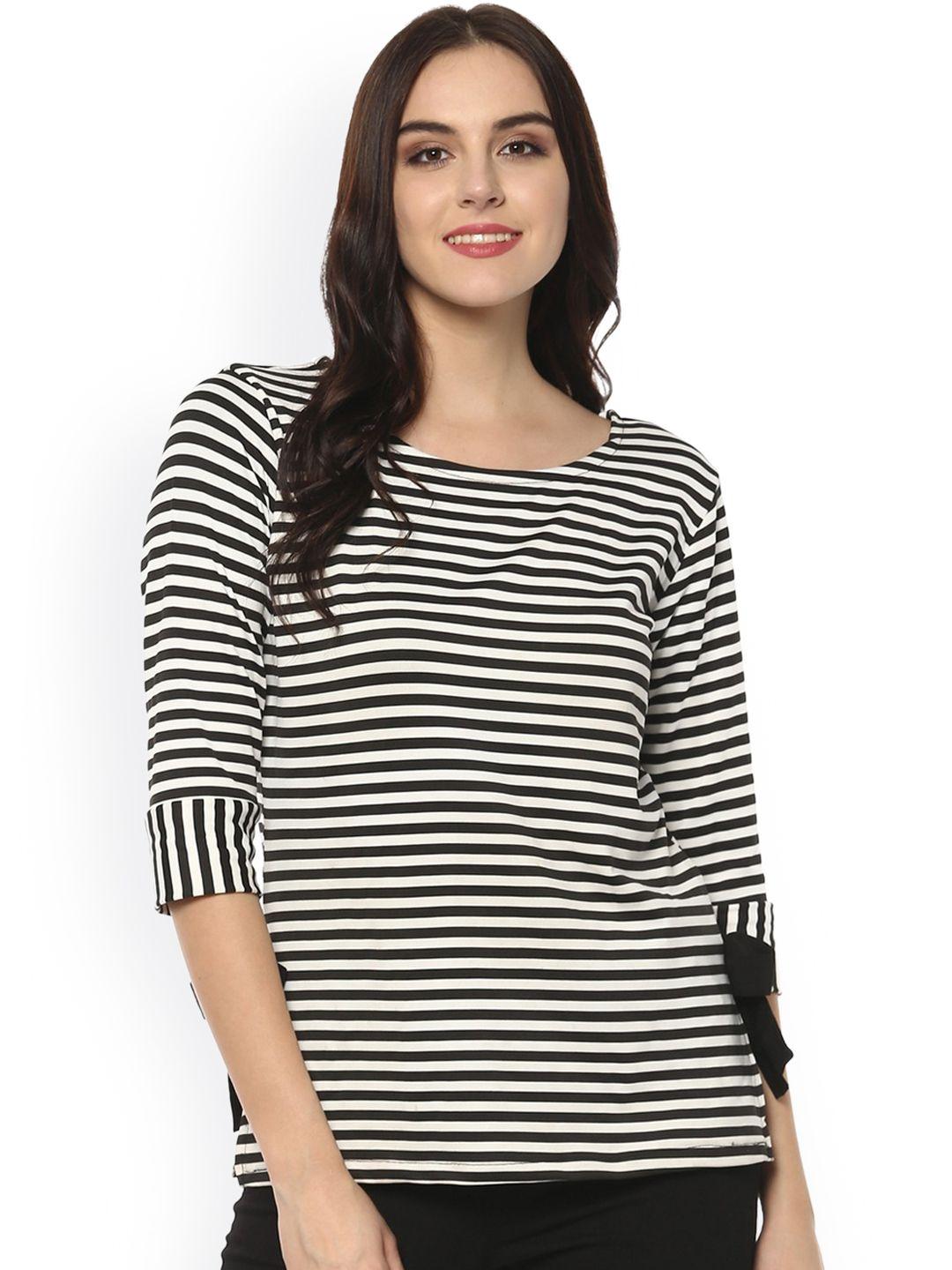 pannkh women black striped top