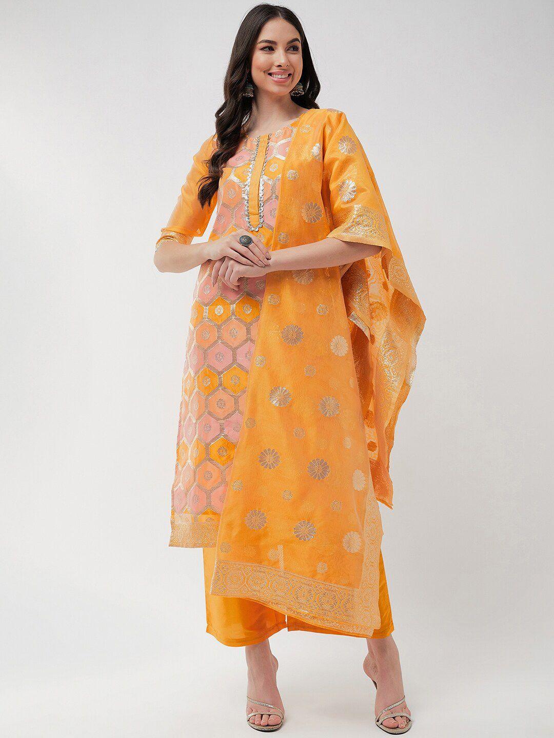 pannkh women ethnic motifs regular kurta with palazzos & with dupatta