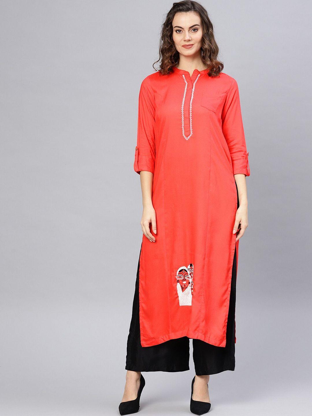 pannkh women red kurta