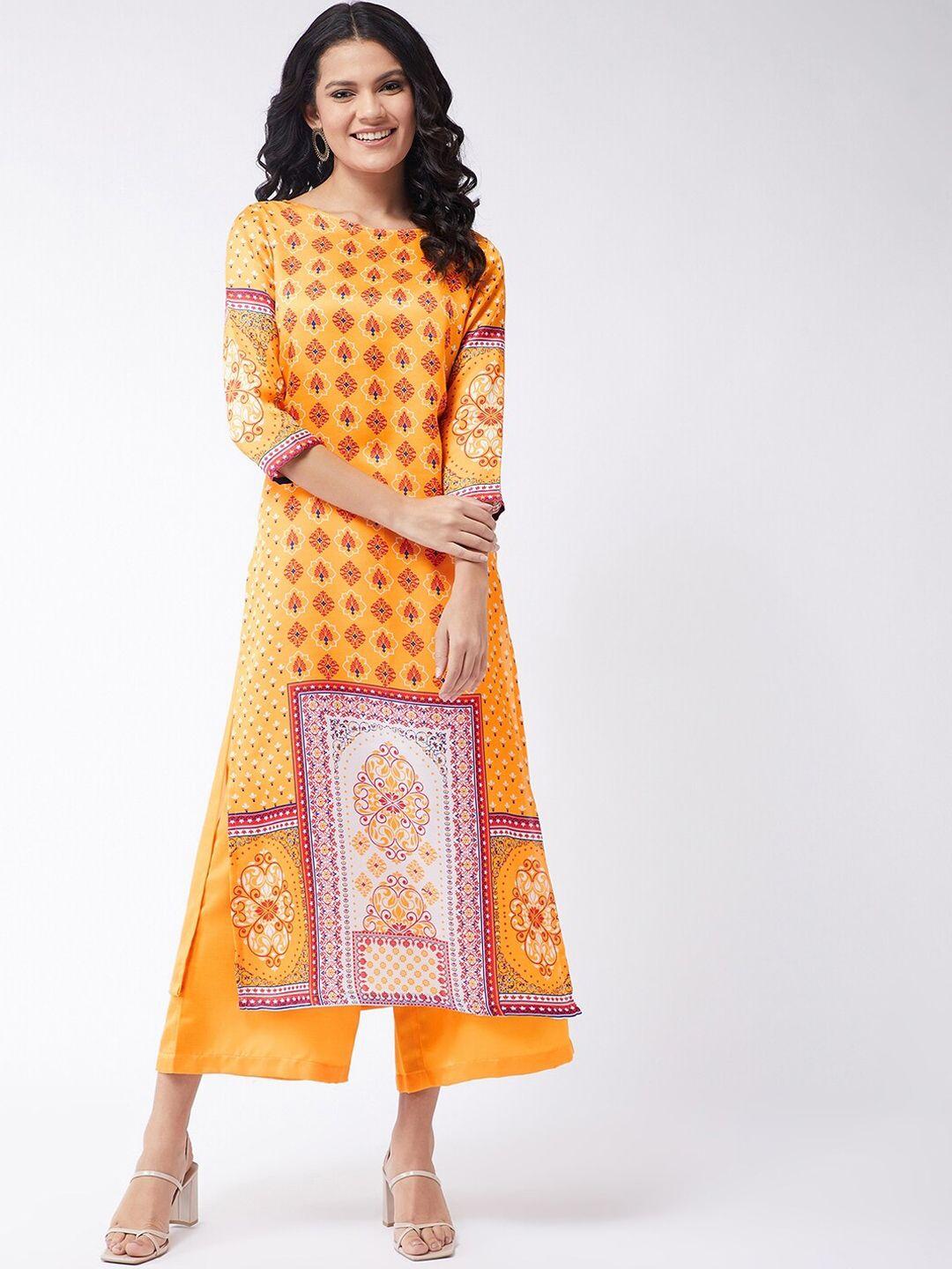 pannkh women yellow ethnic motifs printed indie prints kurta