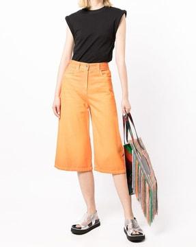 pantalone wide leg denim culottes