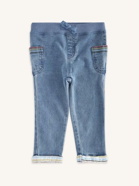 pantaloons baby blue cotton regular fit jeans