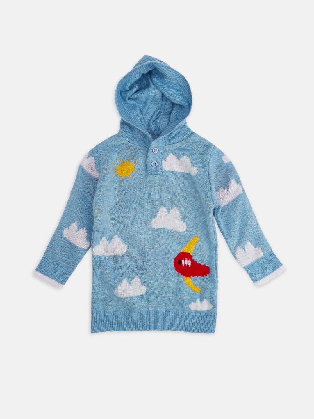 pantaloons baby boys blue & red printed pullover