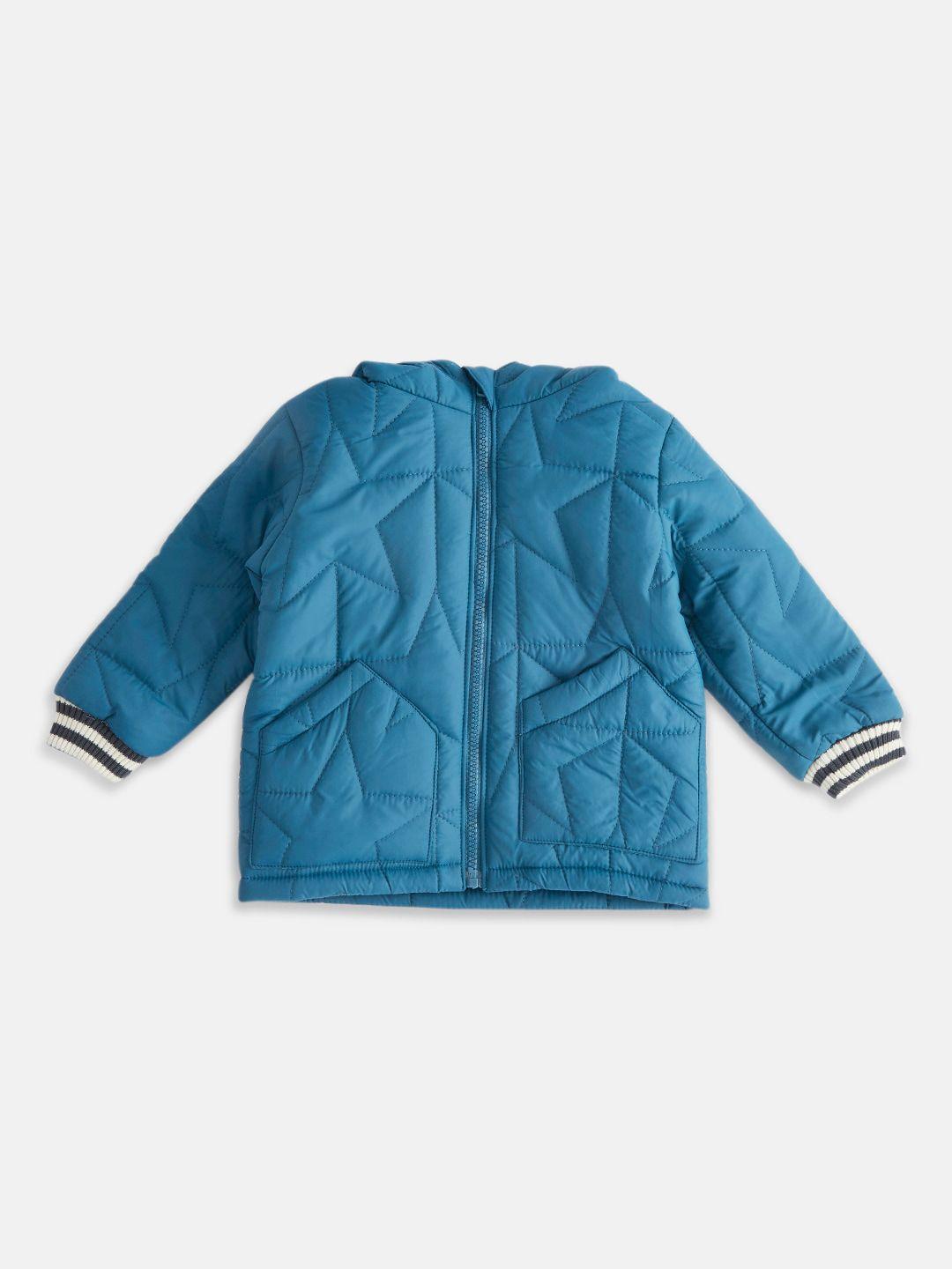 pantaloons baby boys blue solid quilted jacket