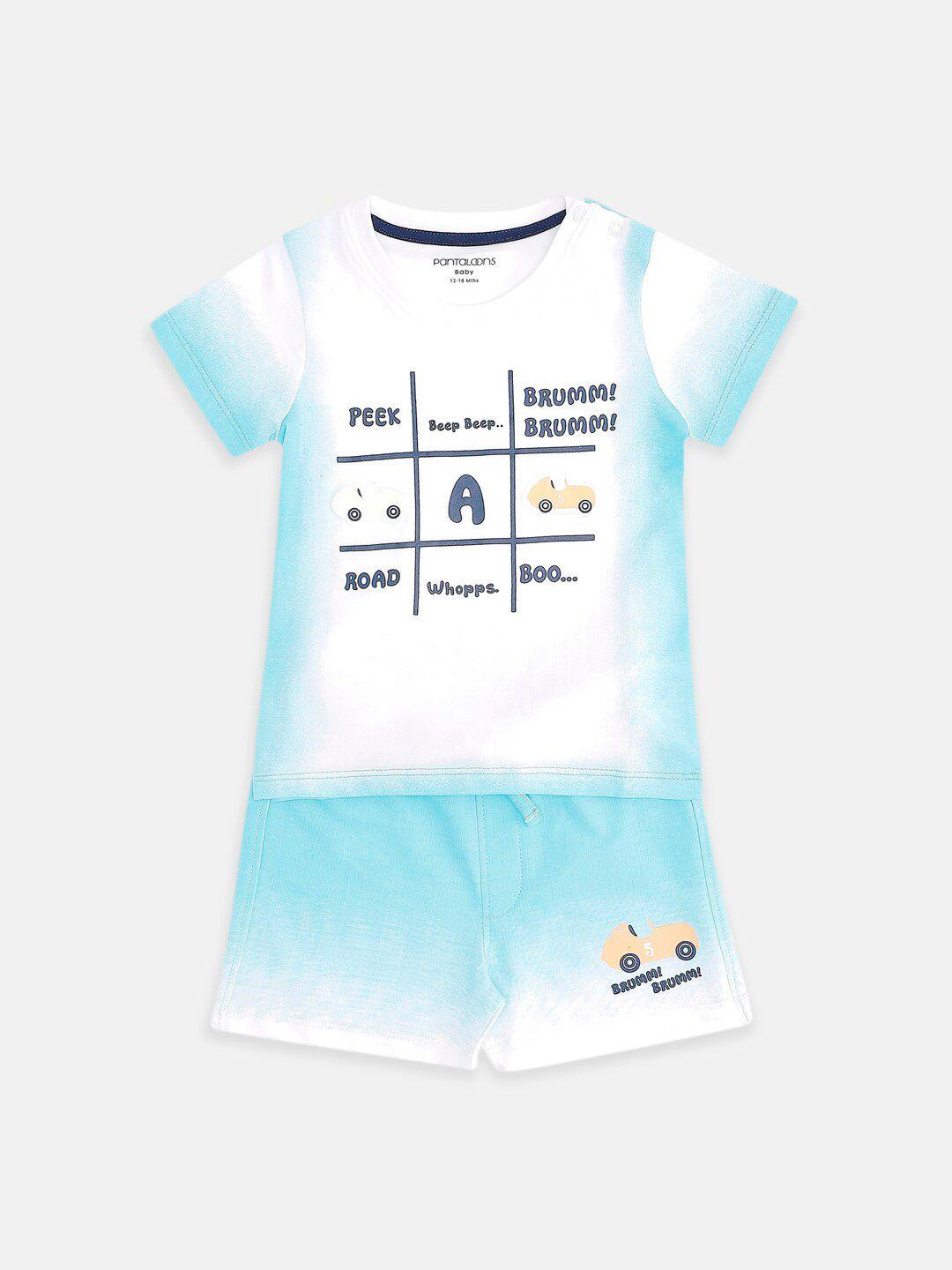 pantaloons baby boys pure cotton dyed t-shirt with shorts