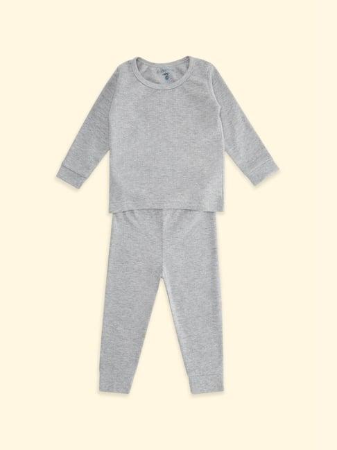 pantaloons baby grey regular fit full sleeves thermal set