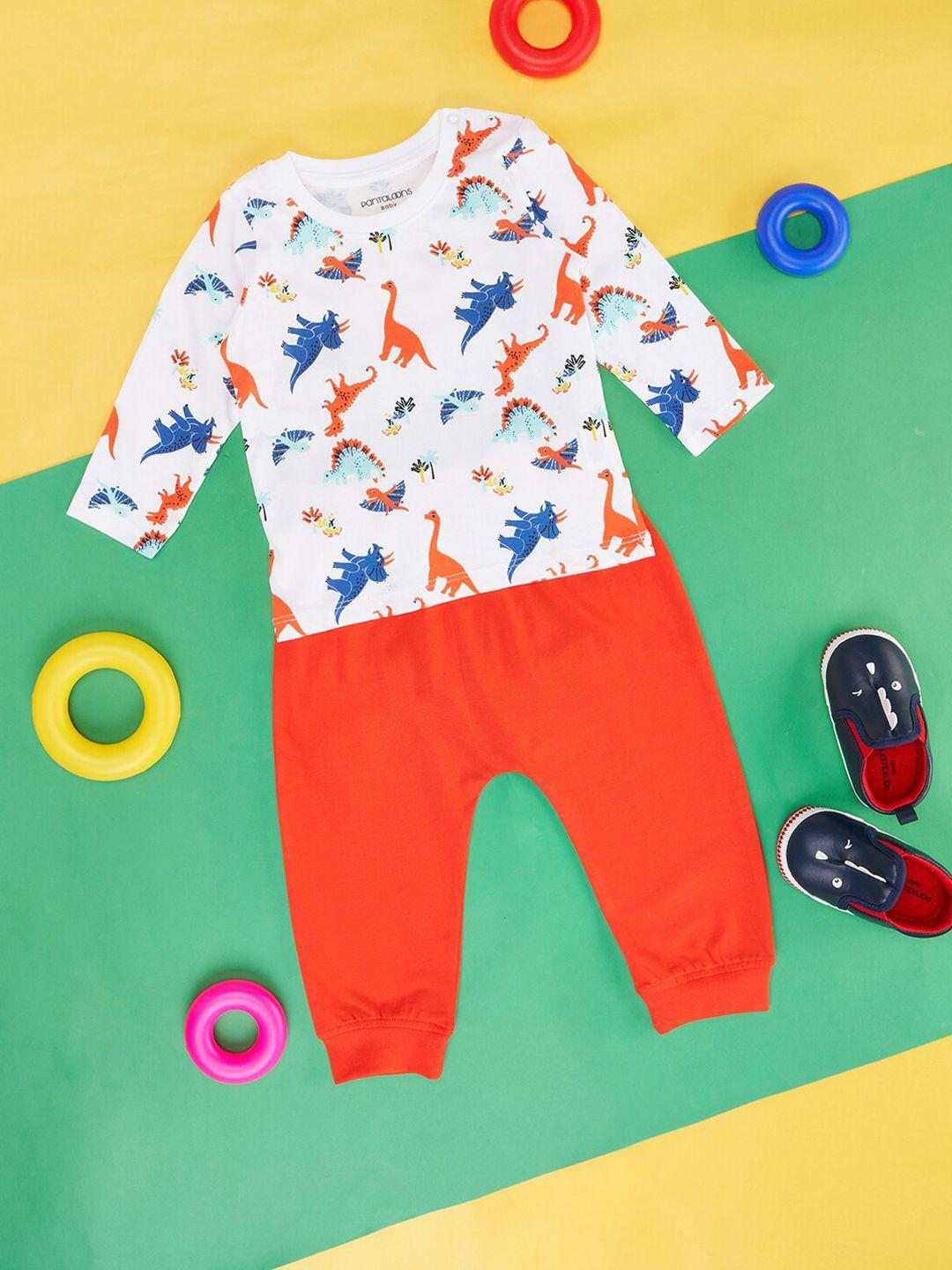 pantaloons baby infant boys printed pure cotton t-shirt with pyjamas