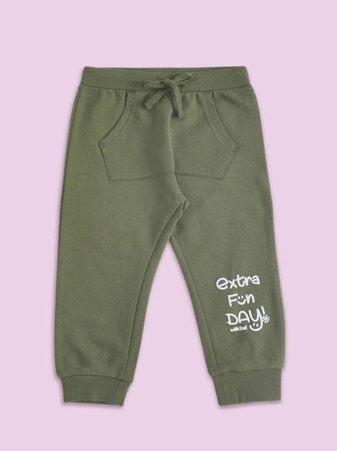pantaloons baby kids olive cotton printed joggers