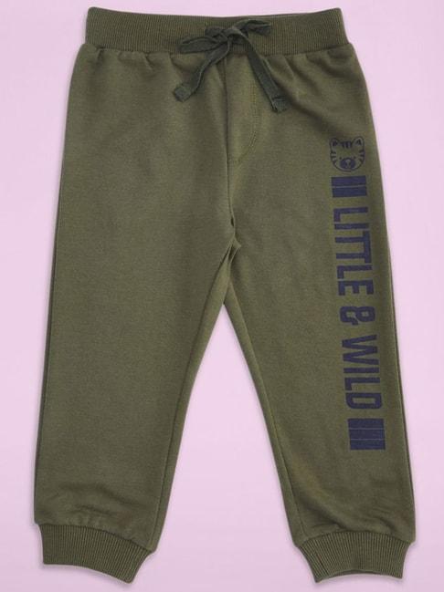pantaloons baby olive cotton printed trackpants