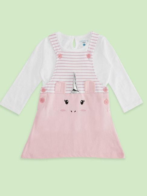 pantaloons-baby-pink-&-white-cotton-striped-full-sleeves-dungaree-set