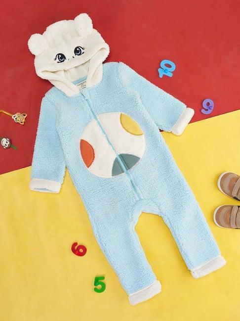 pantaloons baby sky blue cotton printed full sleeves romper