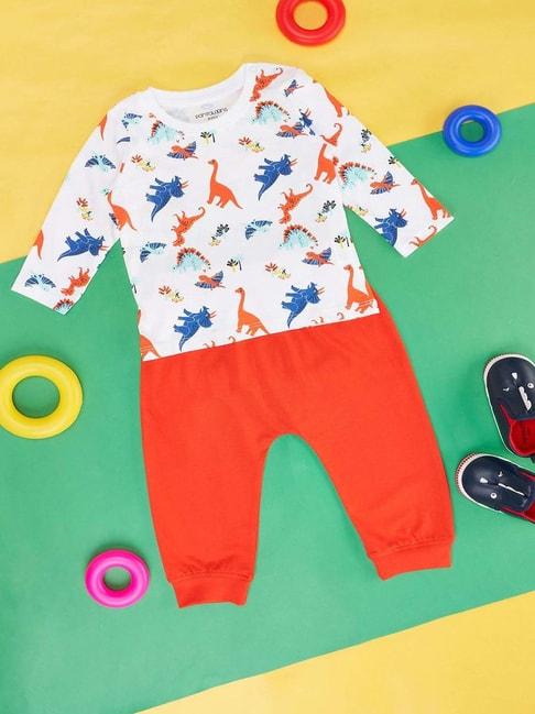pantaloons-baby-white-&-orange-cotton-printed-full-sleeves-t-shirt-set