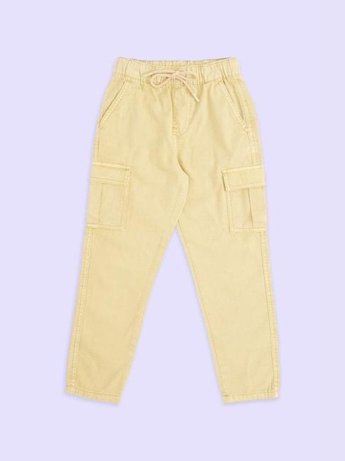 pantaloons junior beige regular fit trousers