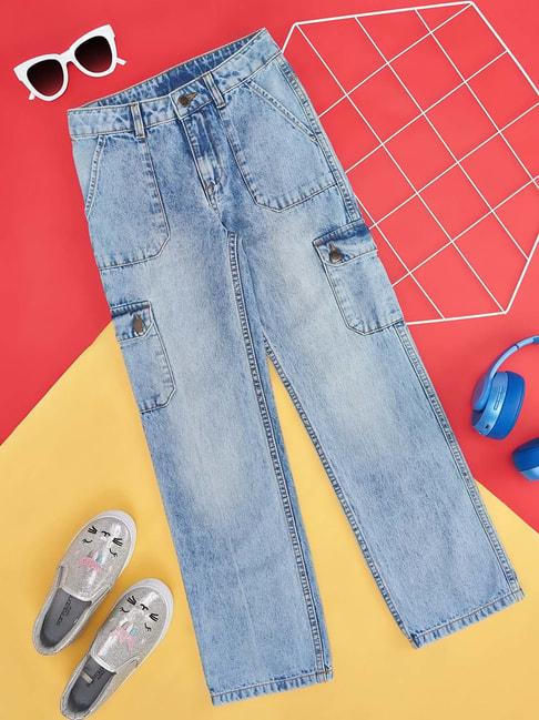 pantaloons junior blue cotton regular fit jeans