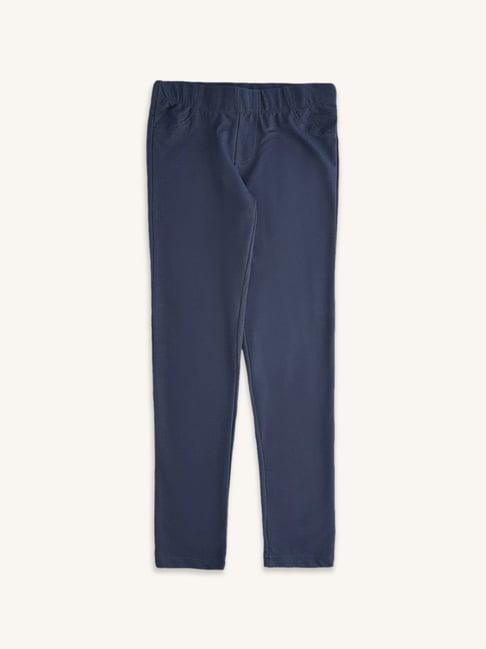 pantaloons junior blue cotton regular fit jeggings