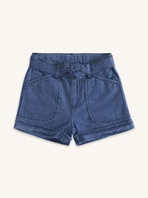 pantaloons junior blue cotton regular fit shorts