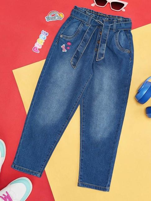 pantaloons junior blue embroidered jeans