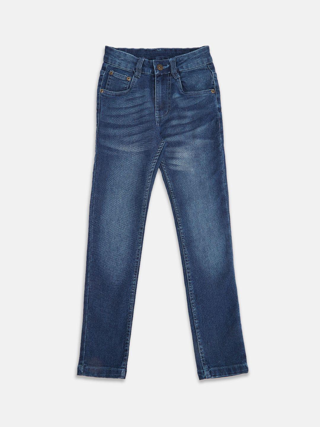 pantaloons junior boys blue tapered fit light fade jeans