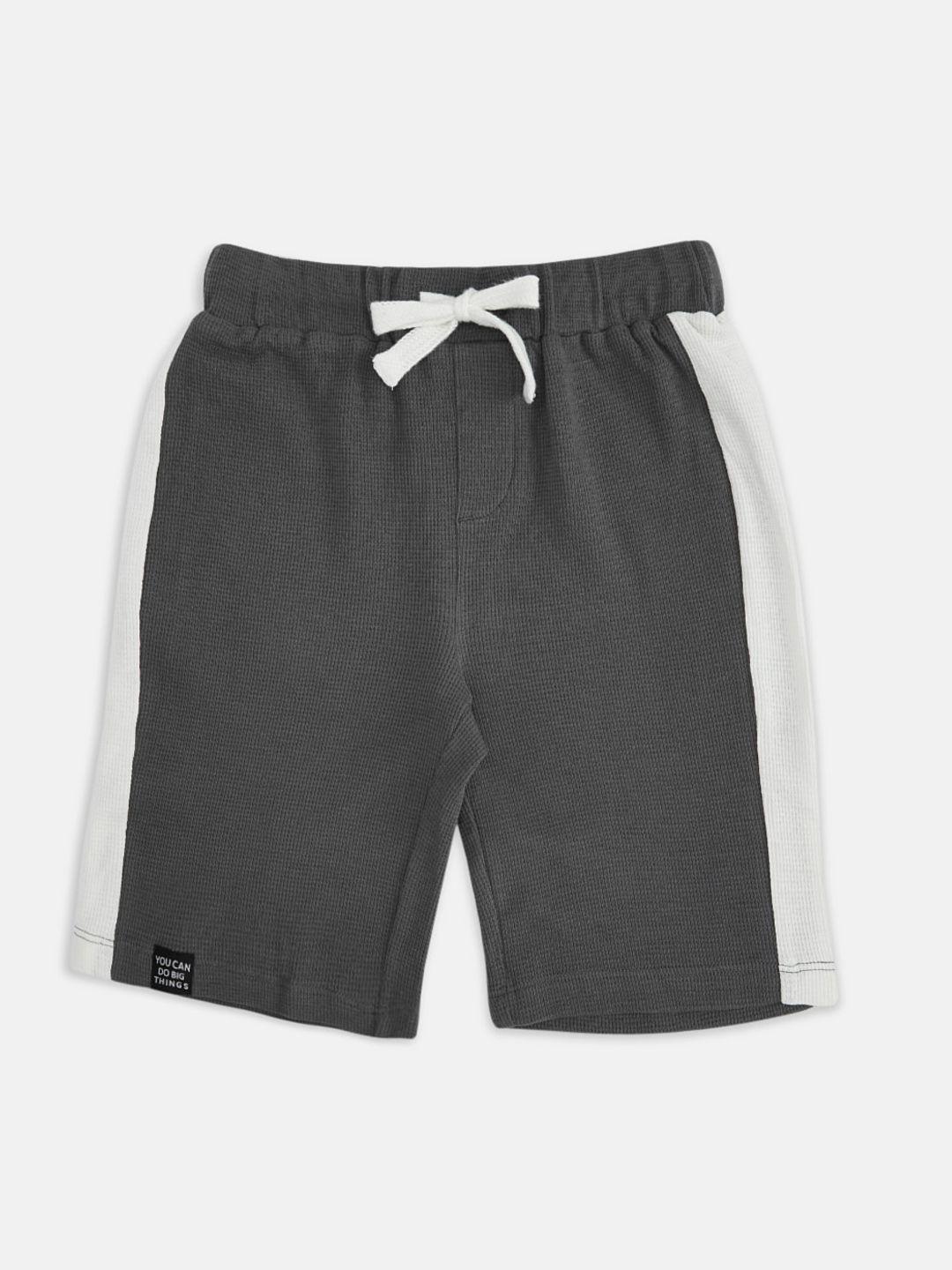 pantaloons junior boys charcoal solid cotton shorts