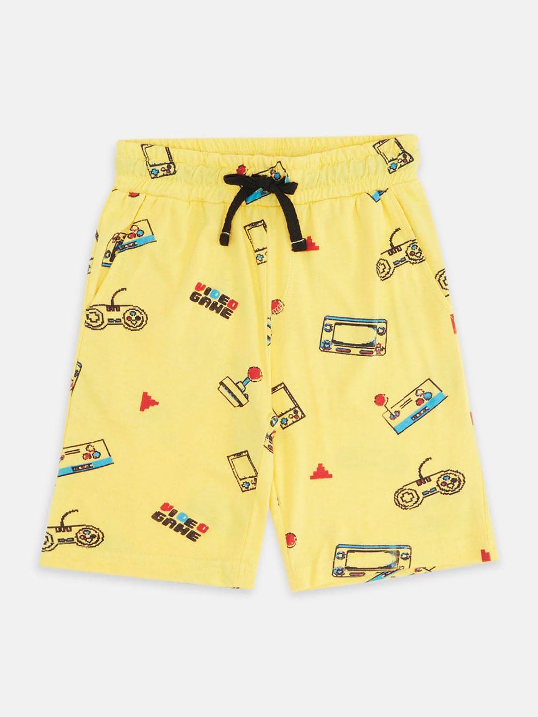 pantaloons junior boys conversational printed cotton shorts