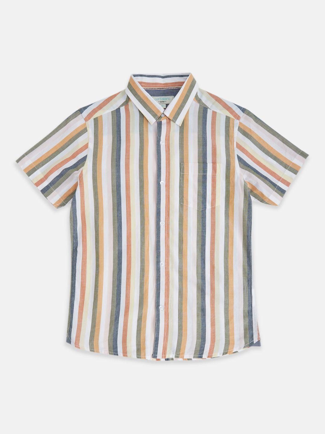 pantaloons junior boys cotton striped casual shirt