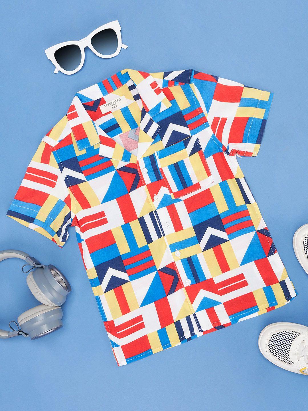 pantaloons junior boys geometric printed casual shirt