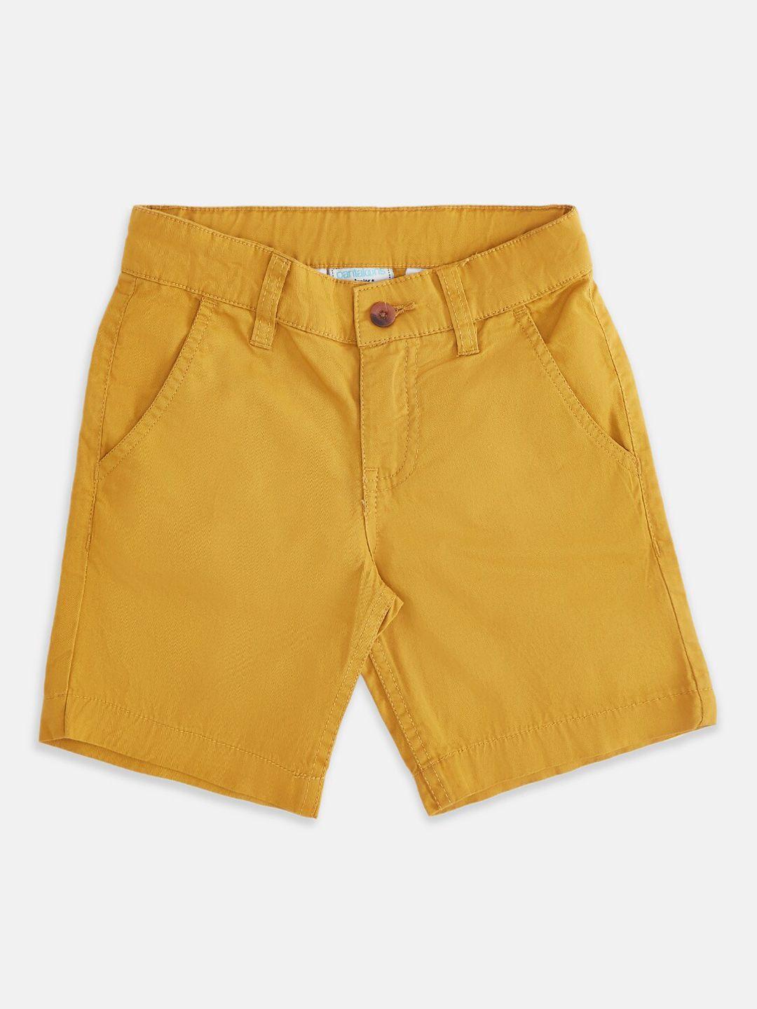pantaloons junior boys gold-toned cotton shorts
