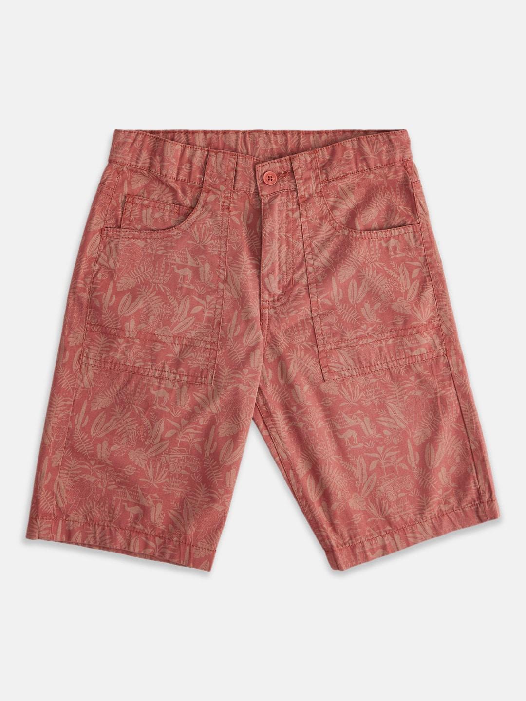 pantaloons junior boys graphic printed mid-rise cotton shorts