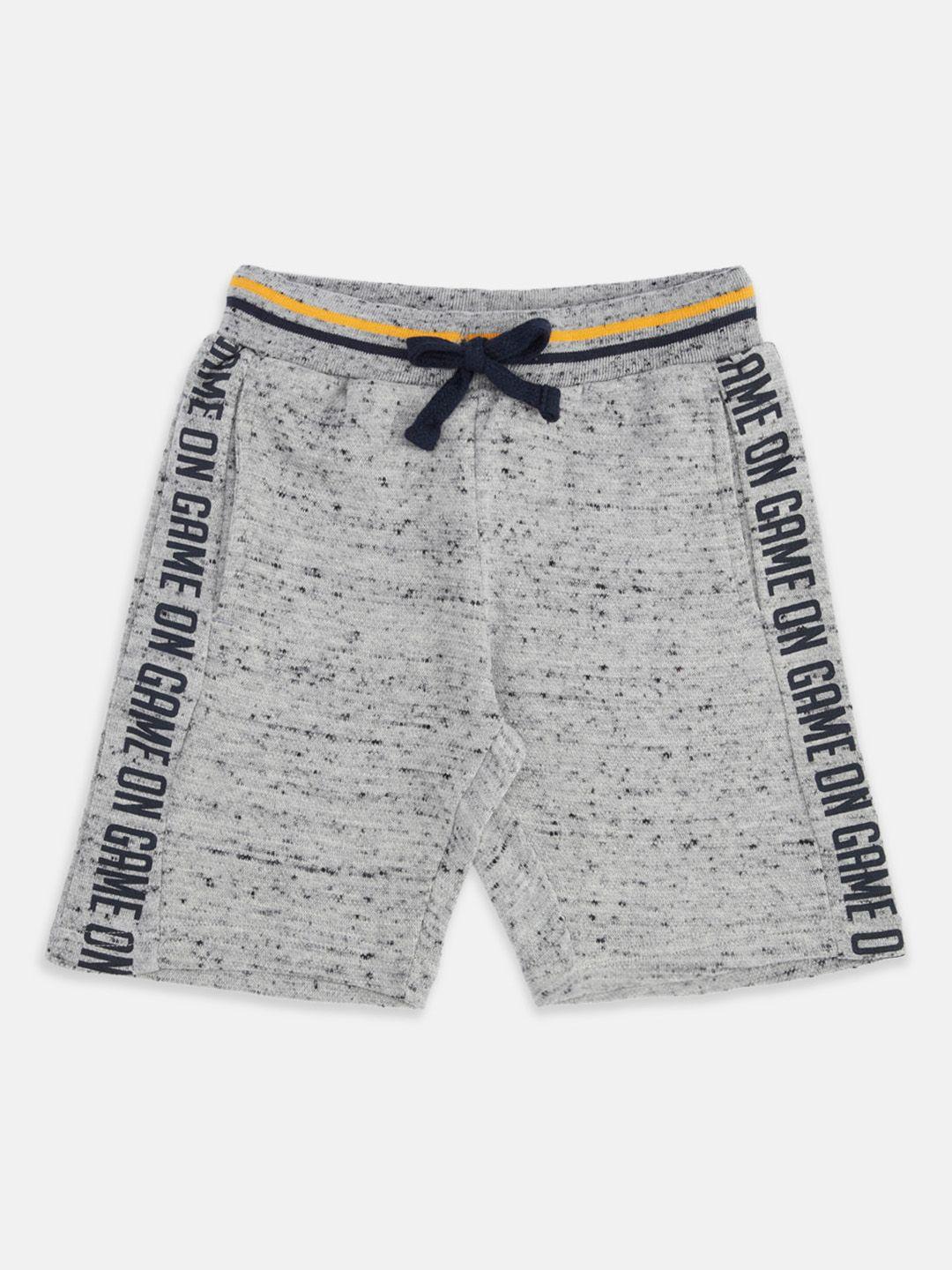 pantaloons junior boys grey melange typography printed shorts