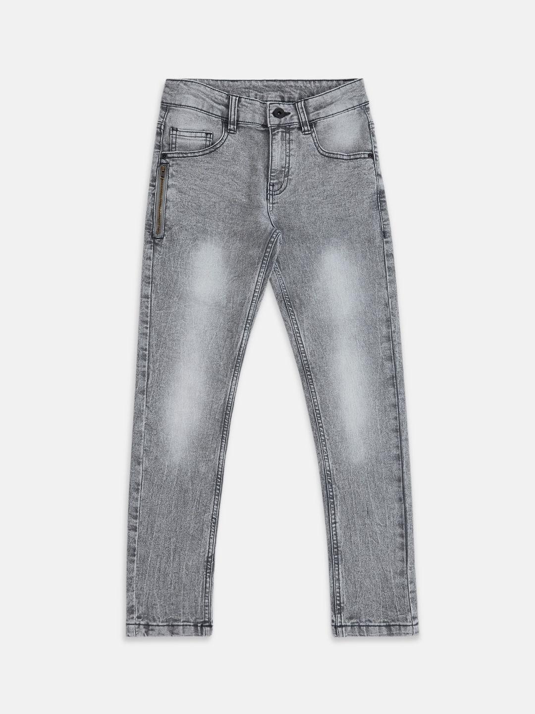 pantaloons junior boys grey tapered fit heavy fade jeans