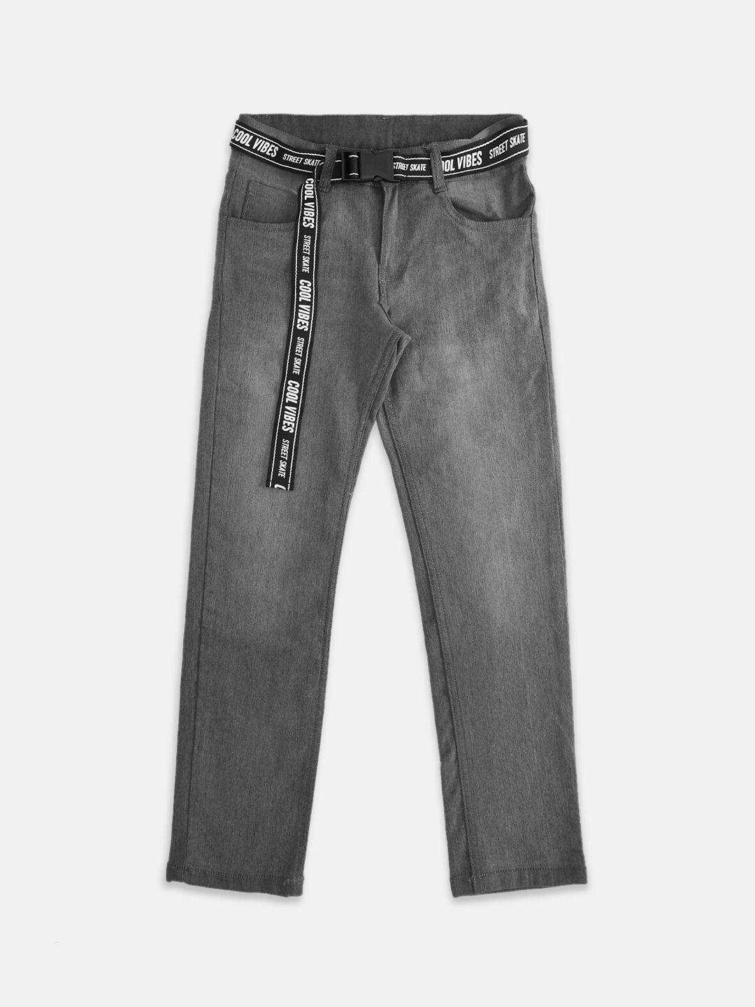 pantaloons junior boys grey tapered fit light fade jeans