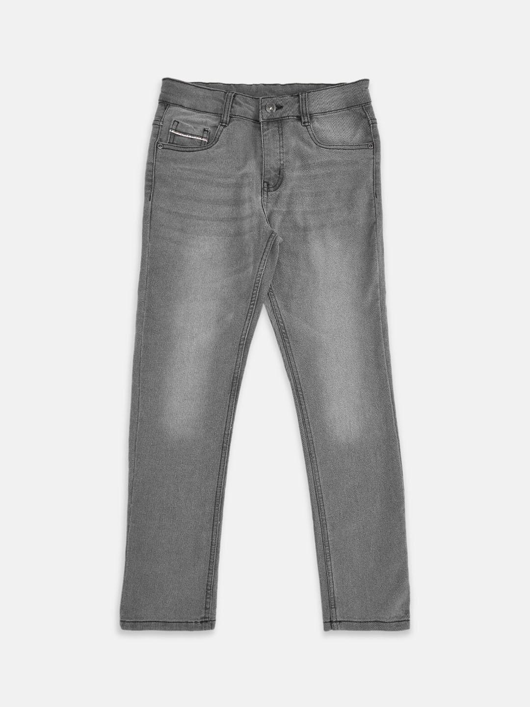pantaloons junior boys grey tapered fit light fade jeans