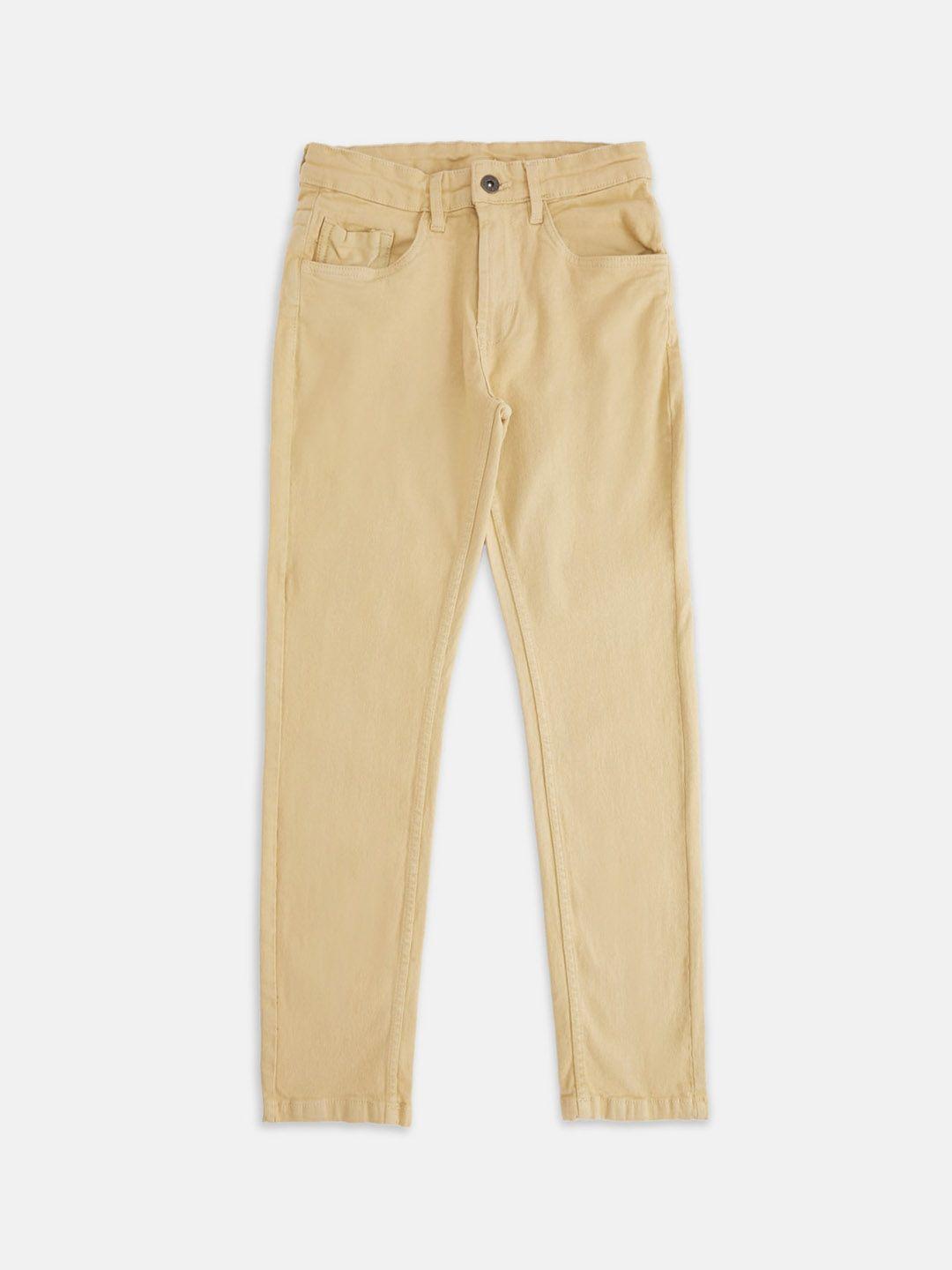 pantaloons junior boys khaki mid-rise tapered fit jeans