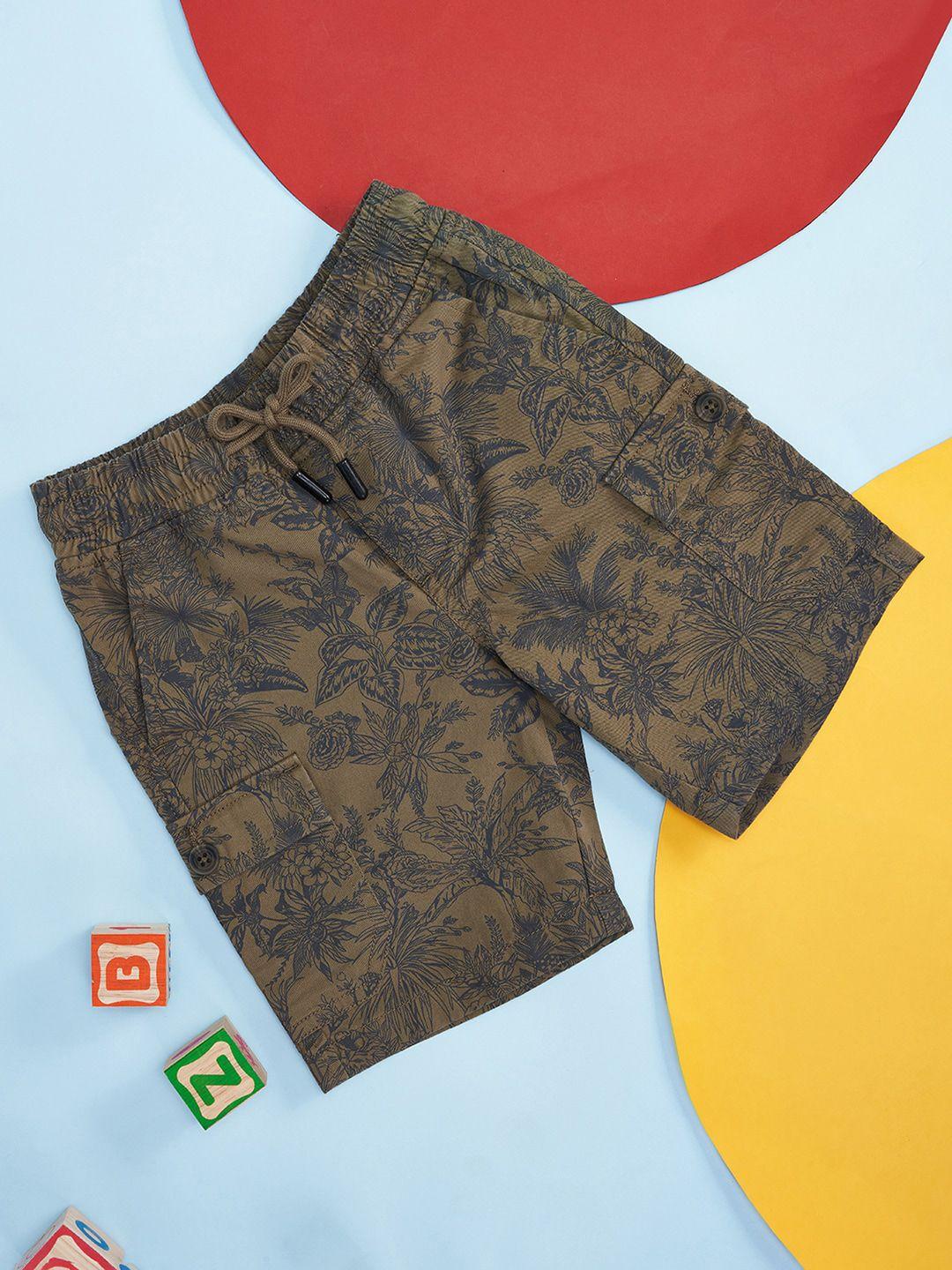 pantaloons junior boys mid-rise floral printed casual cotton shorts