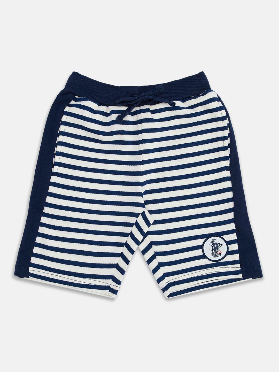 pantaloons junior boys navy blue striped cotton shorts