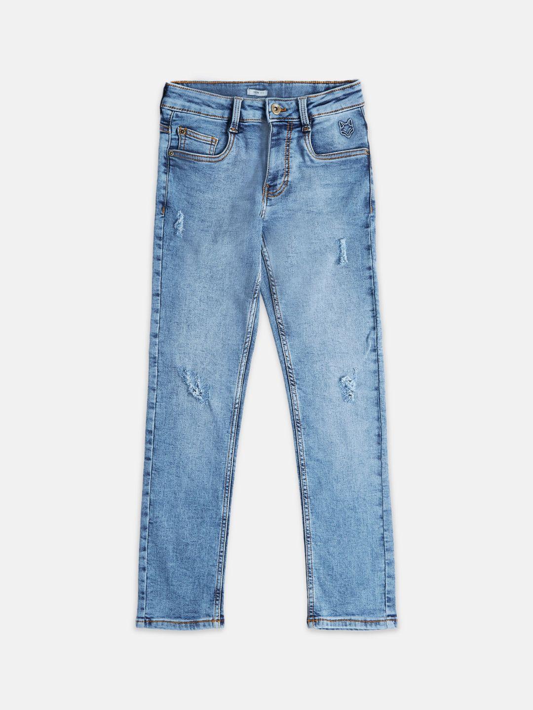 pantaloons junior boys straight fit low distress light fade jeans