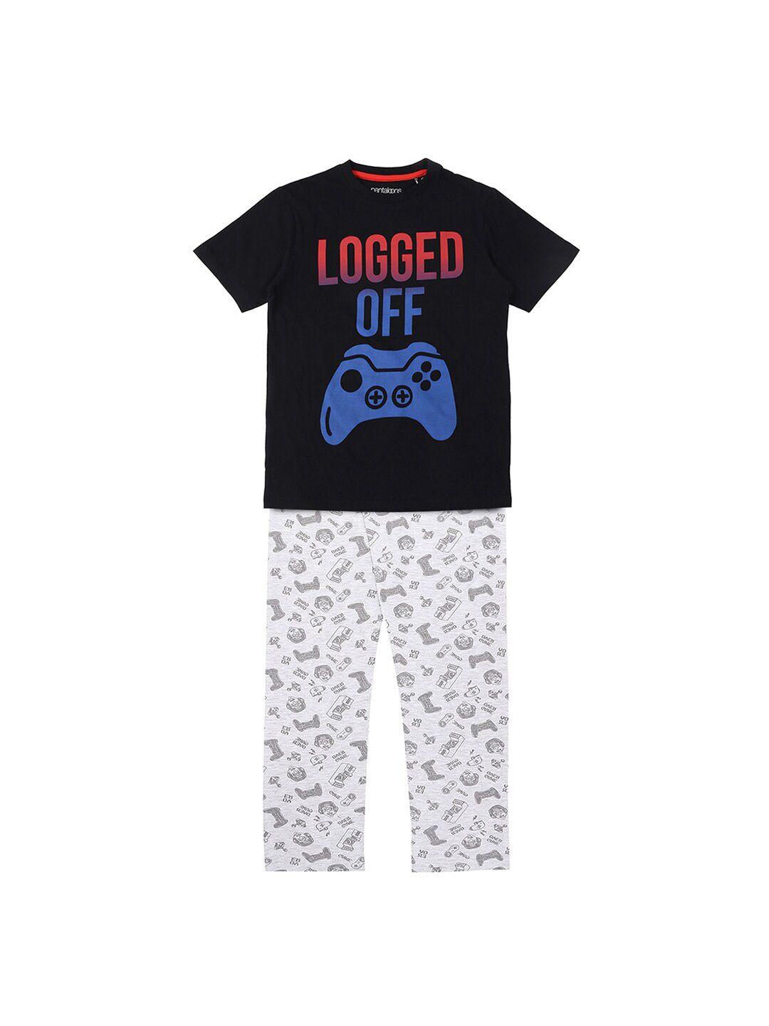 pantaloons junior boys typography printed t-shirt with trousers