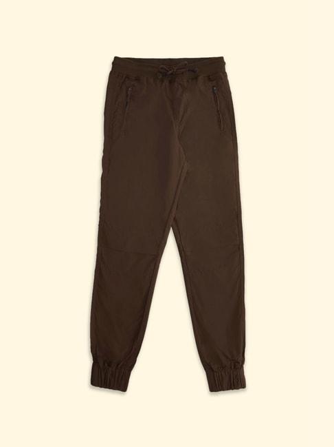 pantaloons junior brown cotton regular fit joggers