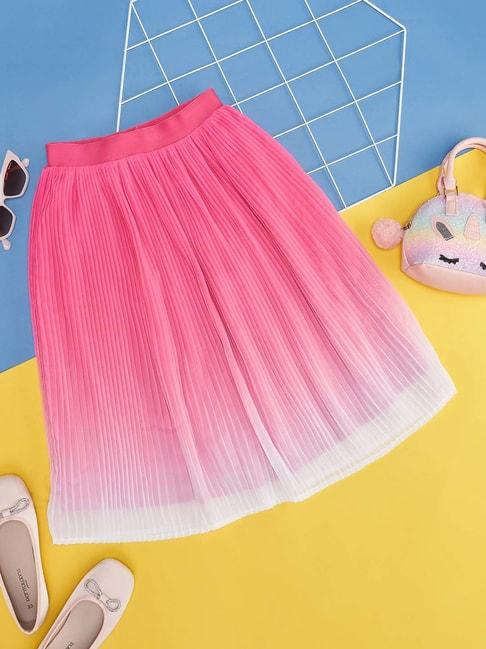 pantaloons junior bubblegum pink regular fit skirt
