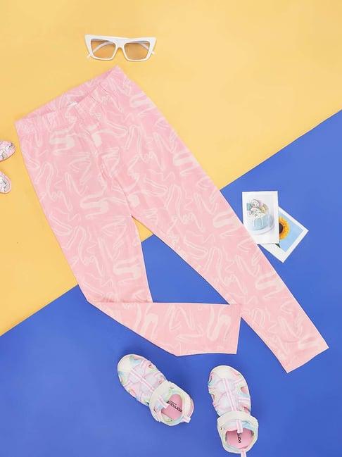 pantaloons junior candy pink printed leggings