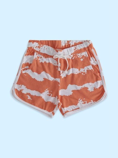 pantaloons-junior-coral-&-grey-cotton-printed-shorts